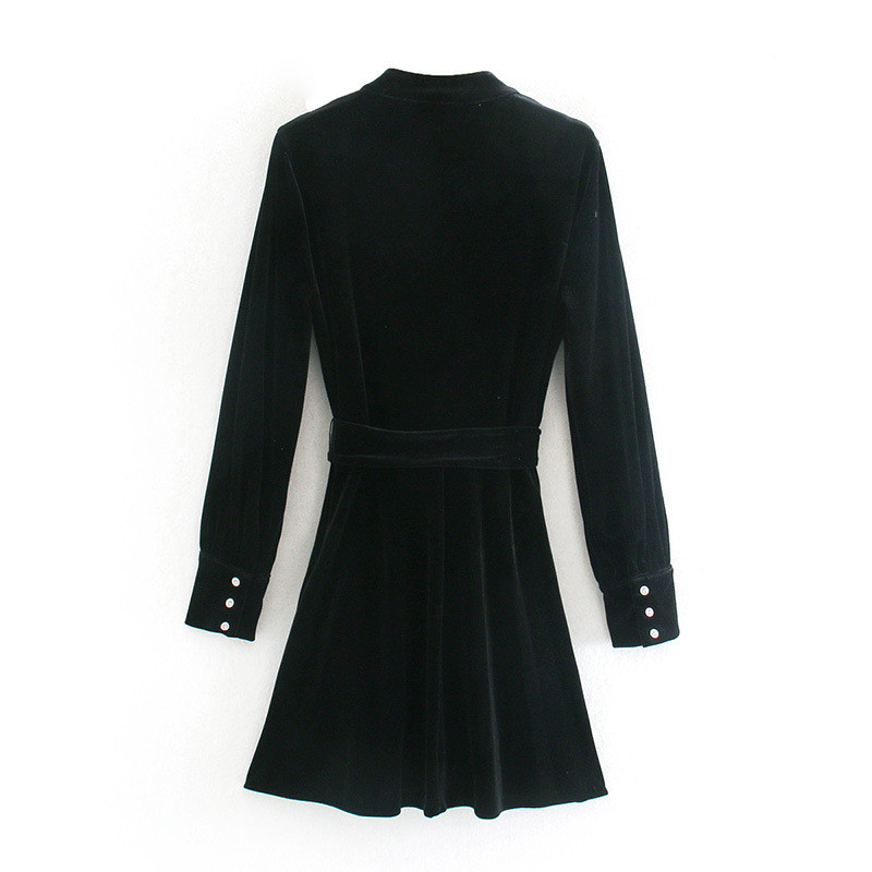 Long-Sleeved Waistband Decorated Thin Solid Color Women's Skirt