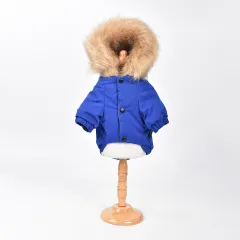 New mink fur hat workwear cotton coat - Blue - View 1