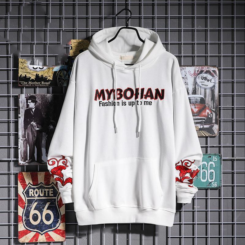 Men's hooded loose embroidered sweatshirt