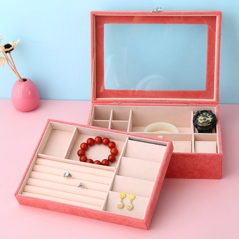 Ice Flower Velvet Jewellery Window Storage All Kinds Of Jjewelry Jewelry Box Red - Shop at LoveMi