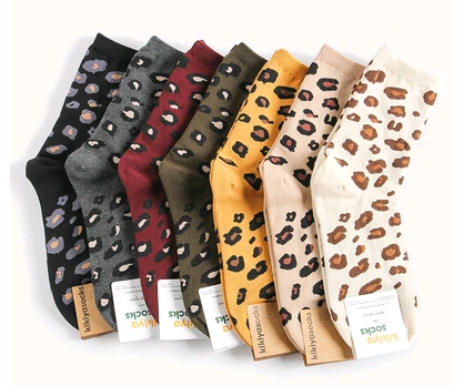 Leopard socks, female leopard, personality, tide, autumn and winter, Korean version, stockings