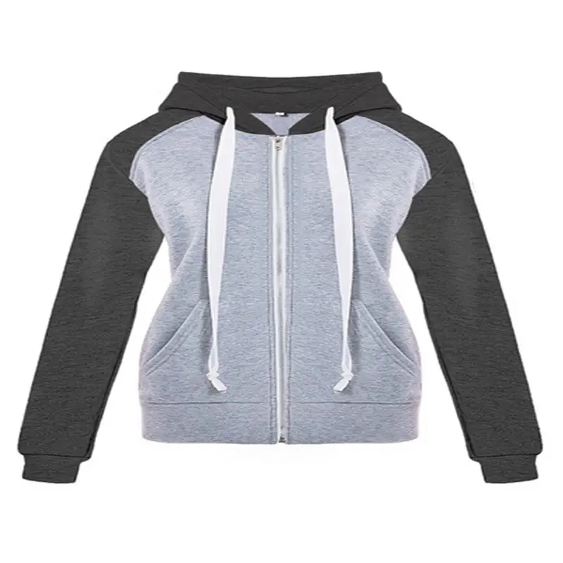 Stitching Hooded Cardigan European And American Sweater