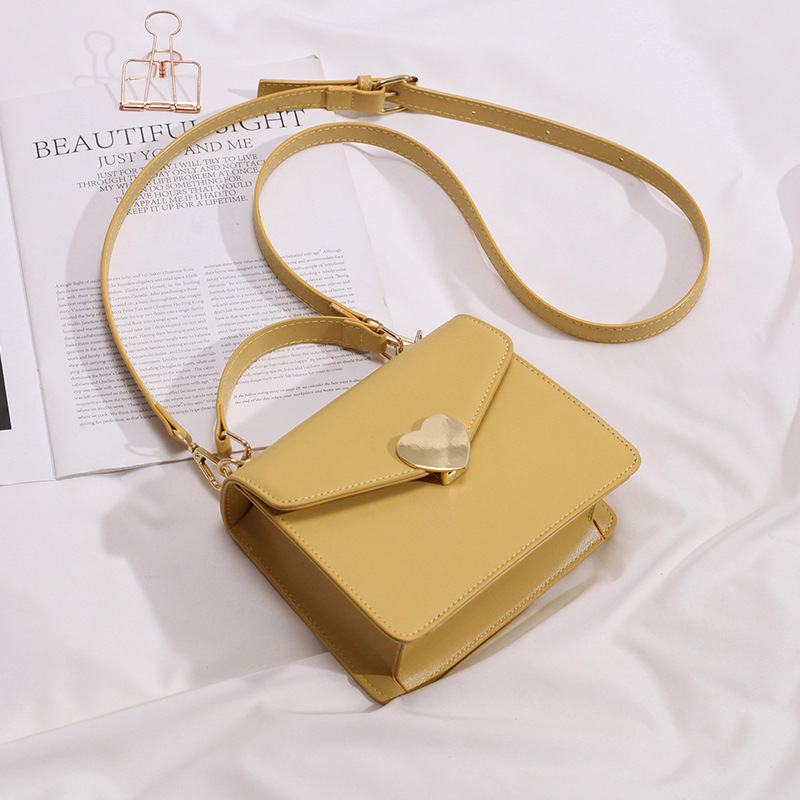 Peach Heart Lock One Shoulder Crossbody Bag
