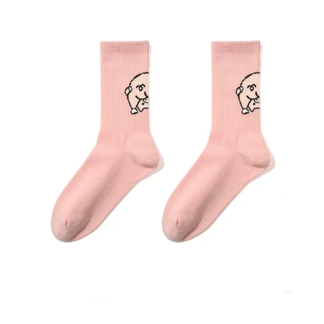 Piggy Socks Hippo Socks Casual Funny Cotton Socks Pink - Shop at LoveMi