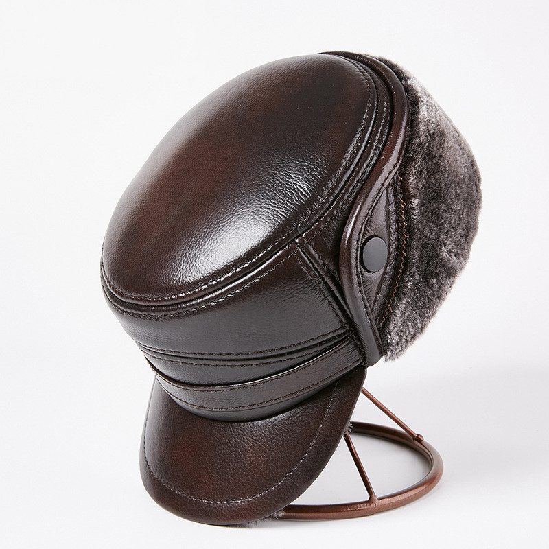 Men's Winter Leather Hat With Ear Warm Protection - Picture 9 of 10