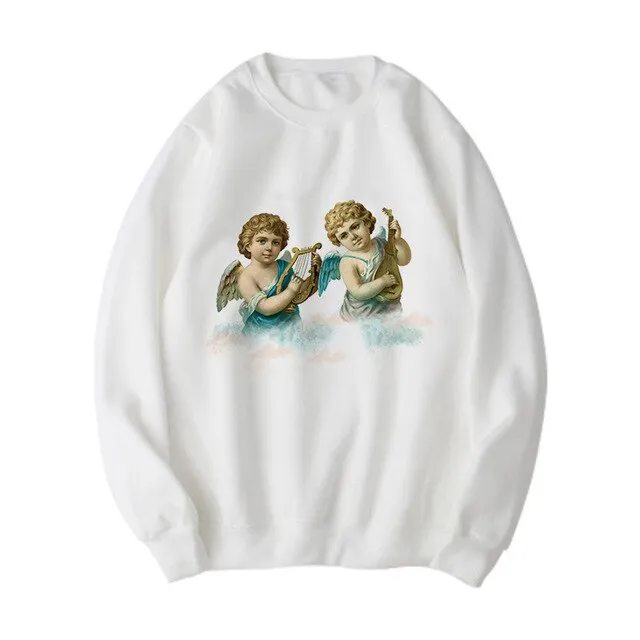 Ladies Fashion Victoria Angel Print Long Sleeve Sweatshirt 4Style - Shop at LoveMi