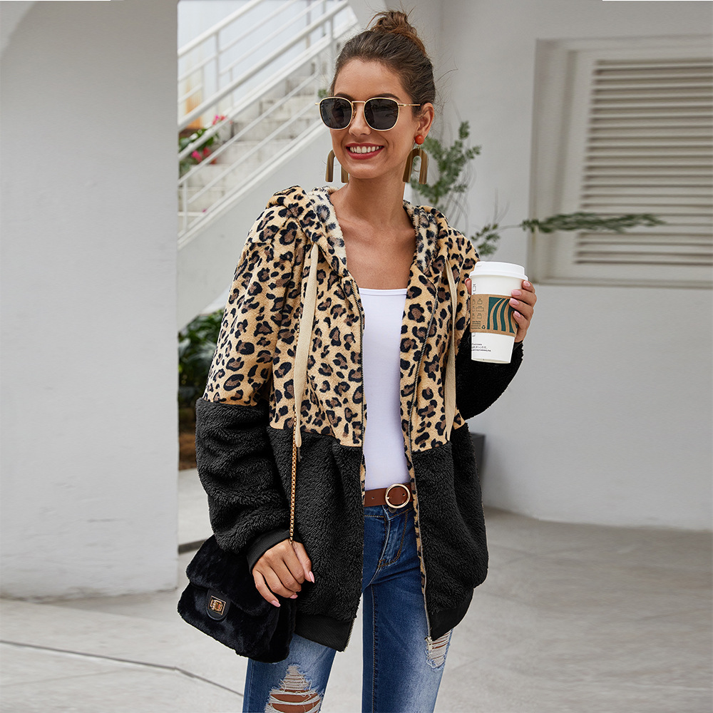 Leopard patch coat