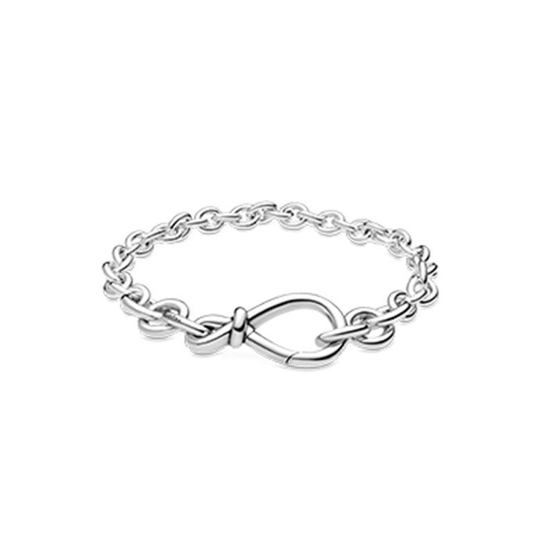 Flower knot plain silver bracelet