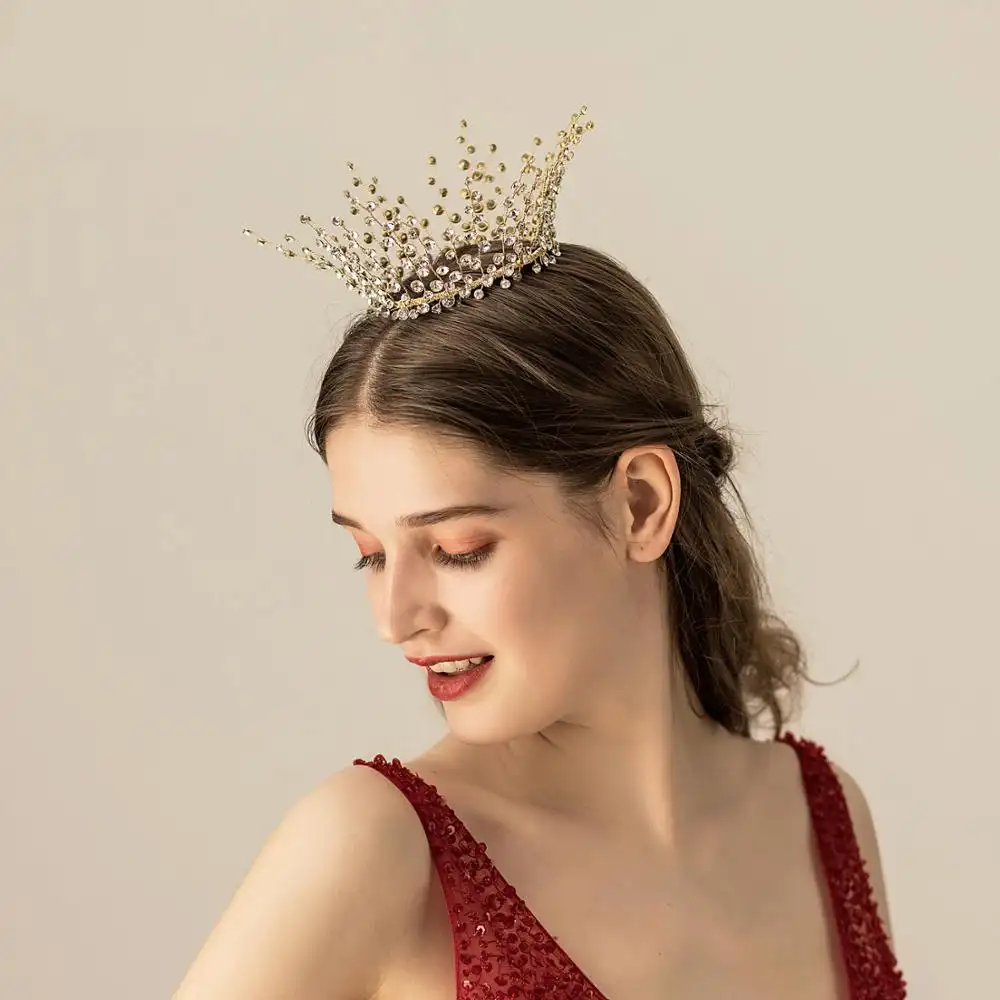 Handmade Full Diamond Bridal Crown Wedding Banquet Headdress