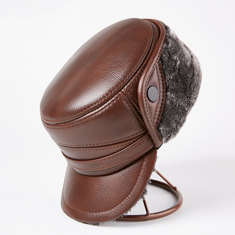 Men's Winter Leather Hat With Ear Warm Protection - Picture 8 of 10