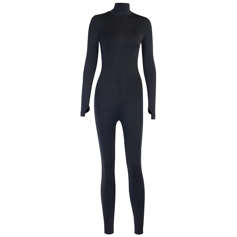 Slim high elastic one-piece suit - Black