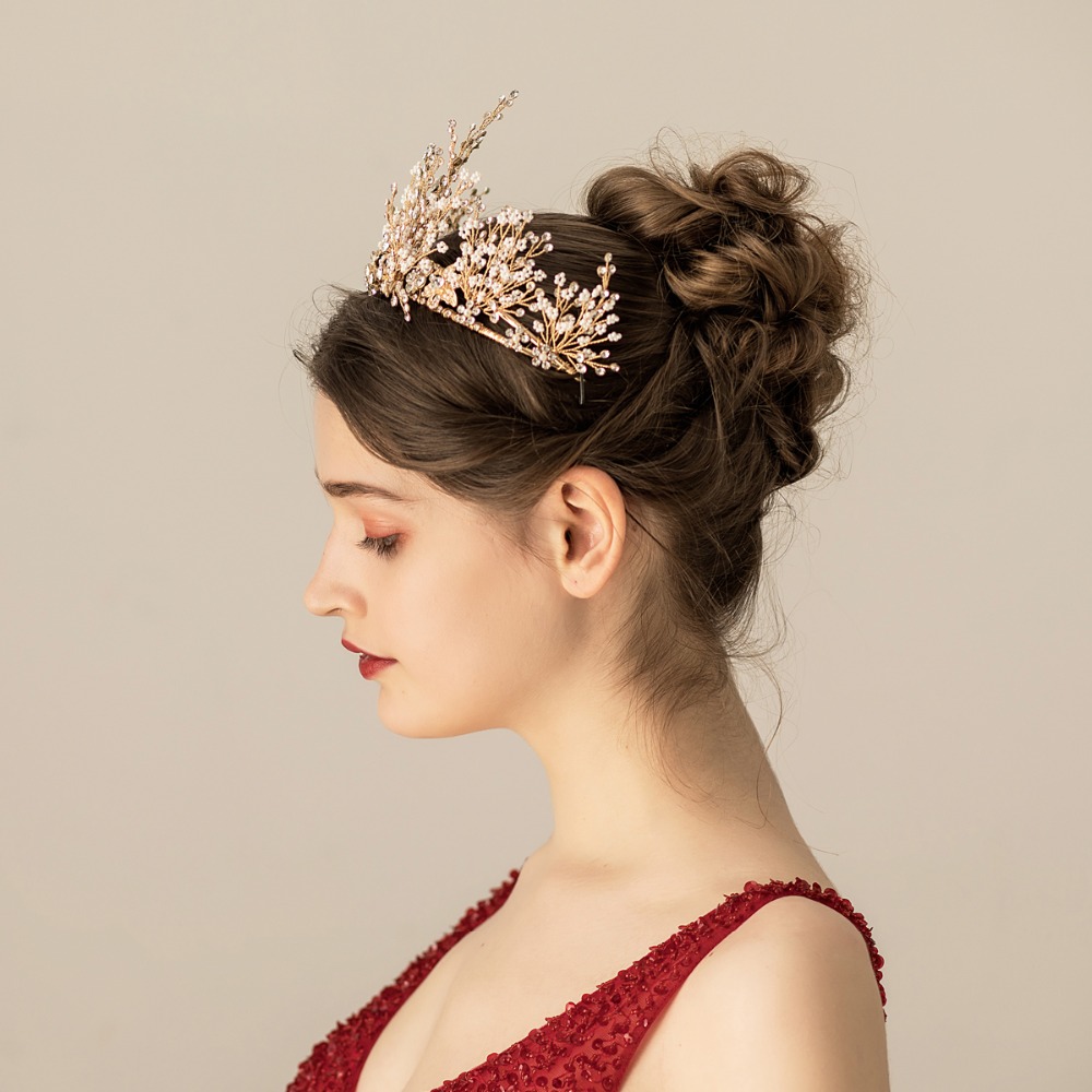 Multi-layer Rice Beads Rhinestone Bridal Headwear — foto 3