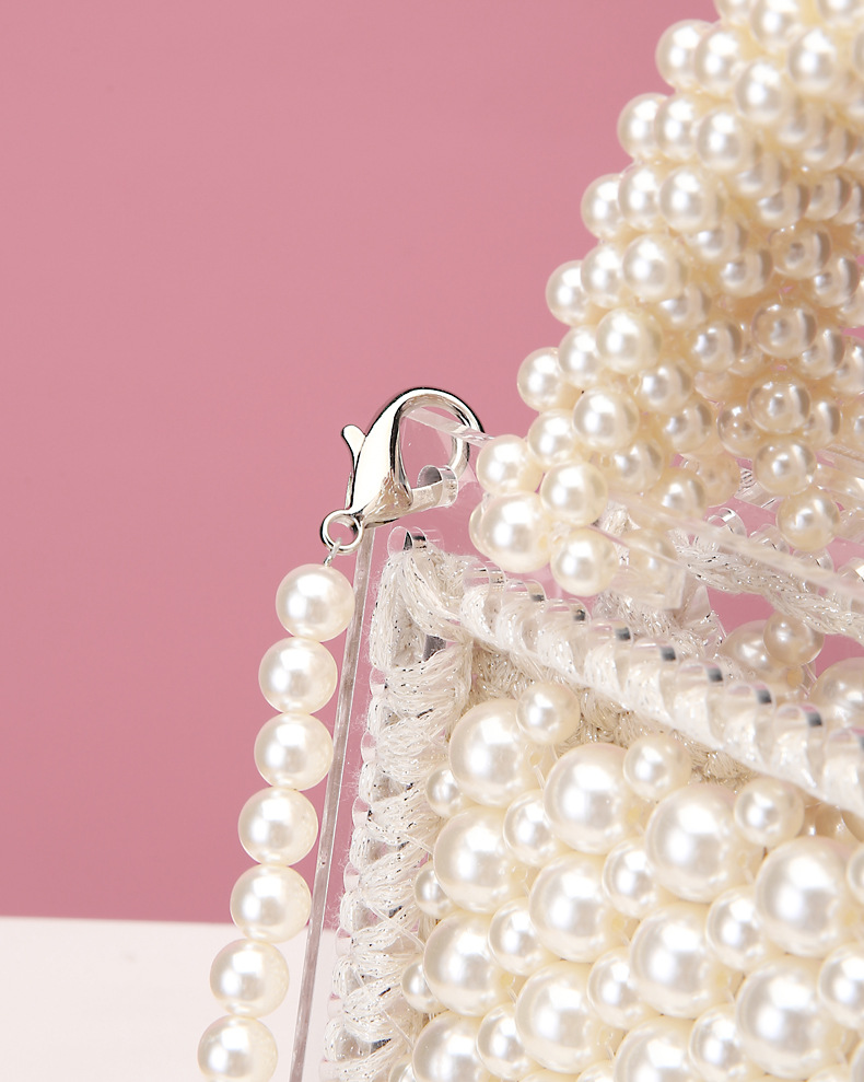 Handmade beaded woven pearl handbag