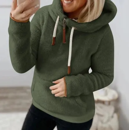 Hooded Lamb Feather Tethered Sack Hoodie - Army Green