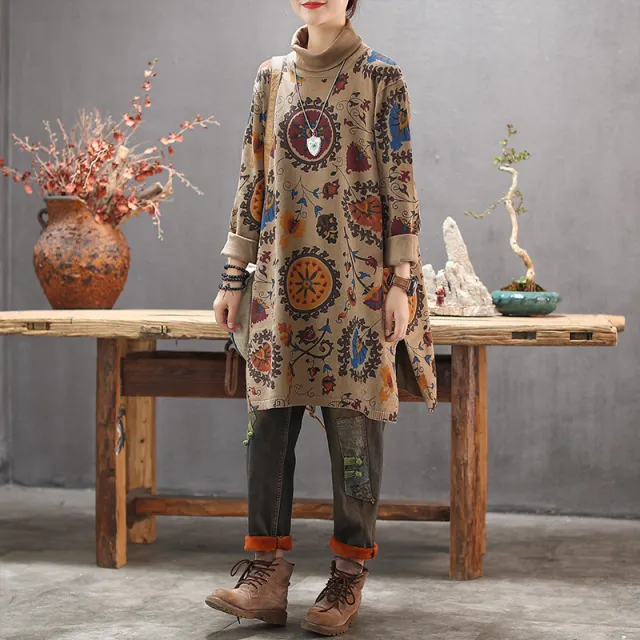 Loose plus size long sleeve pullover Khaki - Shop at LoveMi