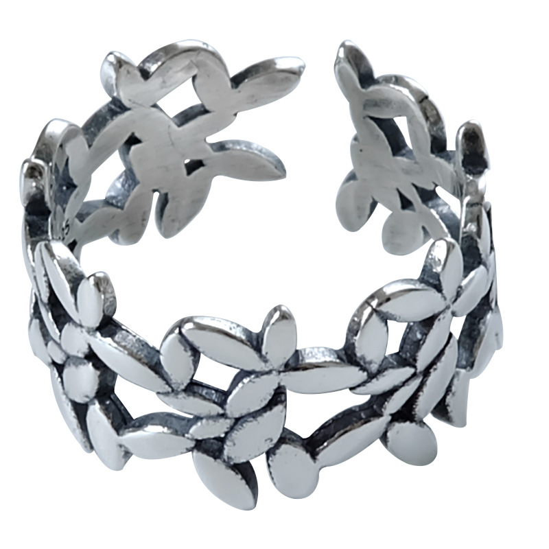 Sweet Hollow Sterling Silver Temperament Butterfly Flower Ring