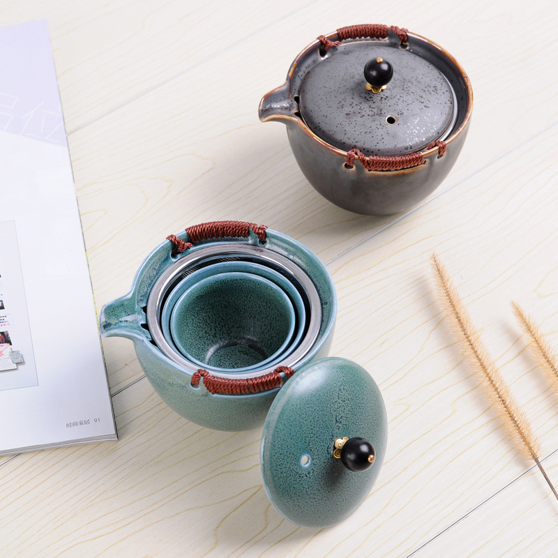 Travel Office Teapot With Strainer Kung Fu Tea Set — view 3