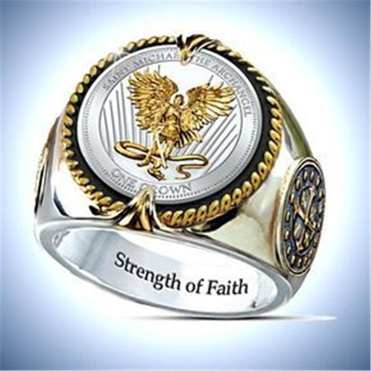 Angel Gold Eagle Male Domineering Two-Color Vintage Ring