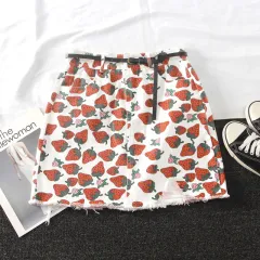 Floral strawberry high waist skirt - Floral - View 1