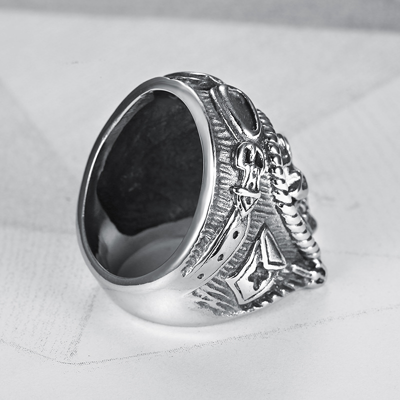 Vintage Aviator Skull Titanium Steel Men's Ring