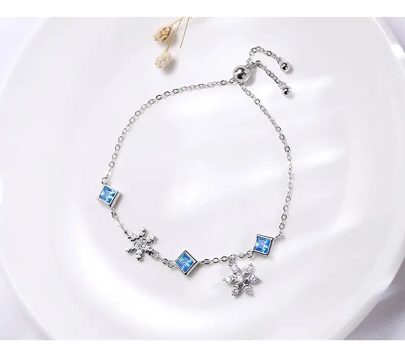 Snowflake Bracelet Women S925 Sterling Silver Color Diamond Bracelet
