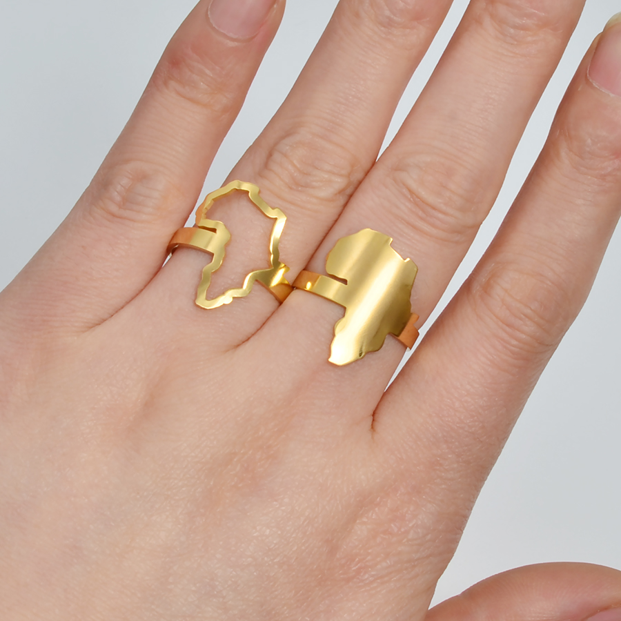 Contour map stainless steel ladies ring