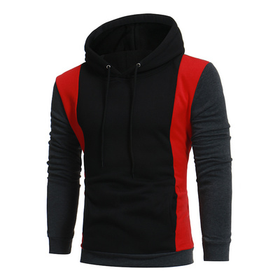 Men's Loose Fit Color Block Hoodie Winter Sweater