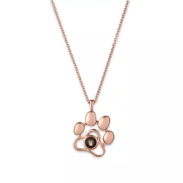Customized Silver Cute Footprint Colorful Photos Projection Necklace Titanium Steel Rose Gold - Shop at LoveMi
