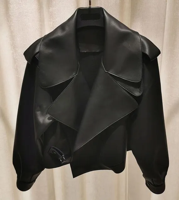 Leather Jacket Women New Outerwear Large Retro Black - Shop at LoveMi