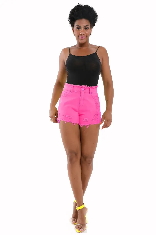 Color Women's Jeans With Tight Hips And Holes Pink - Shop at LoveMi