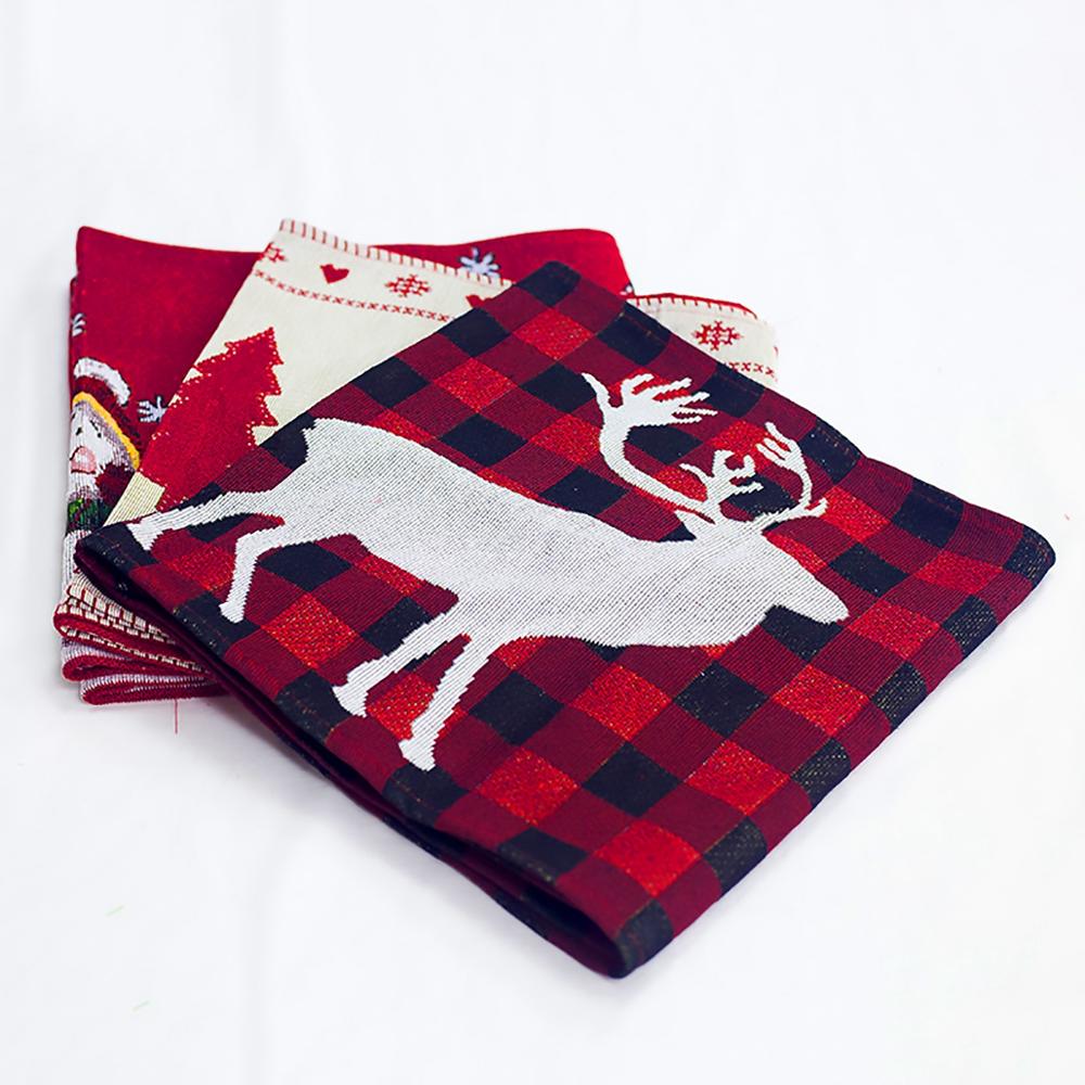 Cotton and linen embroidery Christmas table runner (Snowman)