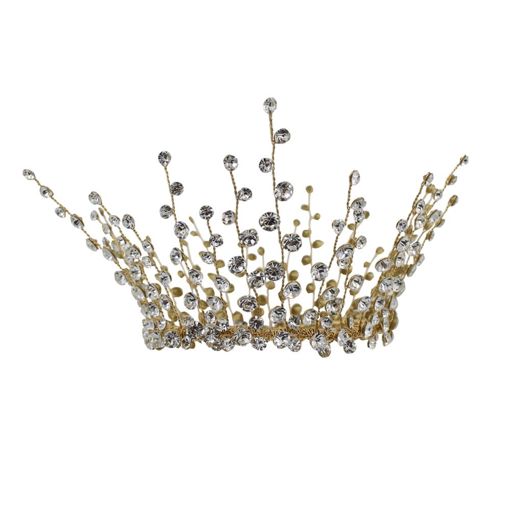Handmade Full Diamond Bridal Crown Wedding Banquet Headdress Silver - Shop at LoveMi