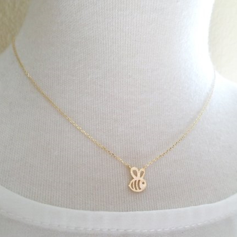 Little bee necklace insect pendant