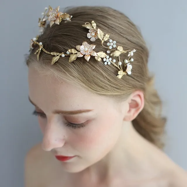 Shaped Asymmetric Handmade Bridal Head Jewelry Gold - Shop at LoveMi