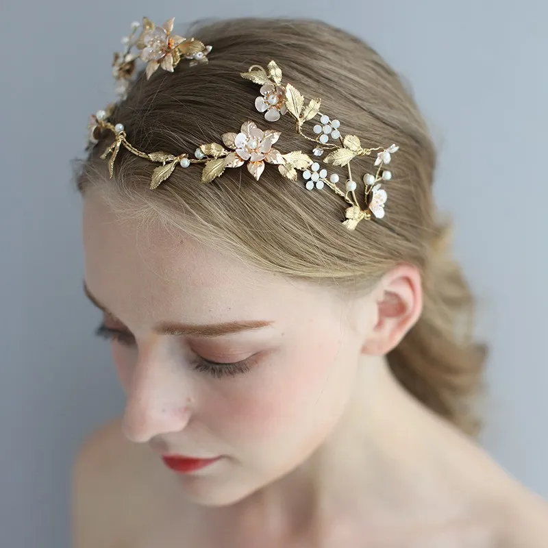 Shaped Asymmetric Handmade Bridal Head Jewelry - Gold