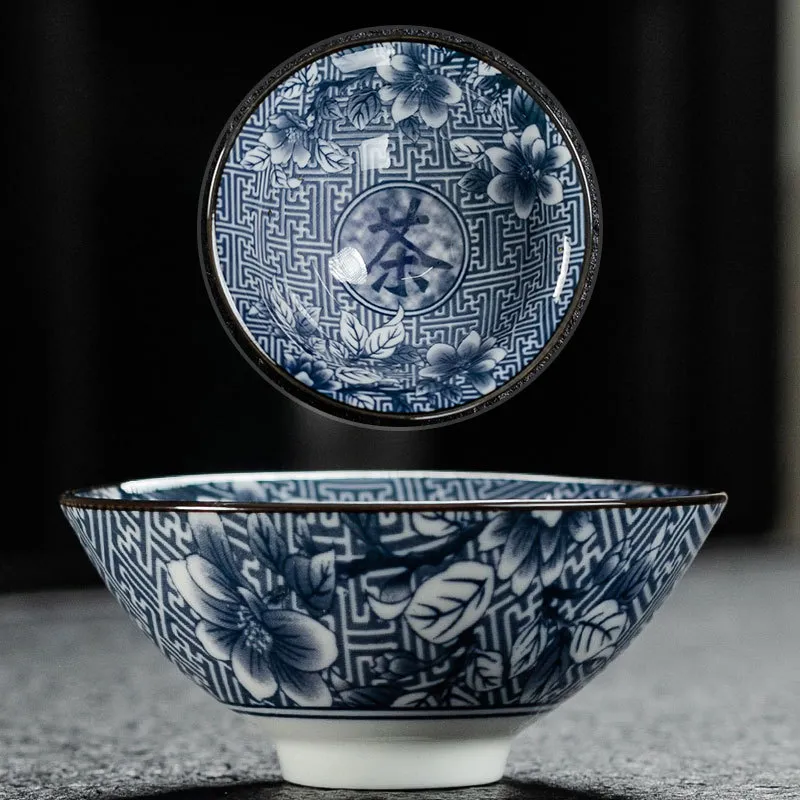 Blue and White Porcelain Tea Cup Ceramic Hat Cup