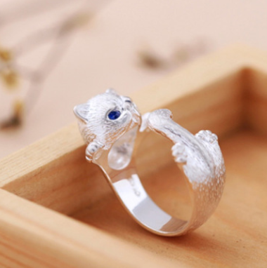 Kitty Ring Lovely Fashion Zircon Platinum-plated Ring