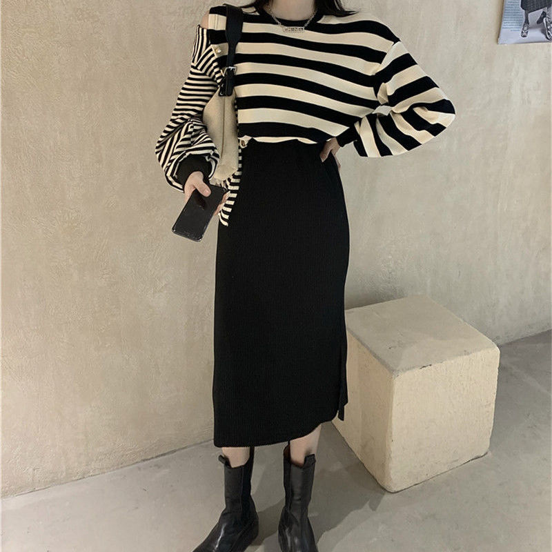 Women's Loose And Versatile Long Sleeved Sweater Skirt S - Shop at LoveMi