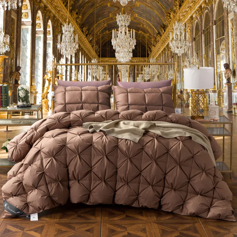 Five-star hotel cotton white goose down winter duvet - Camel