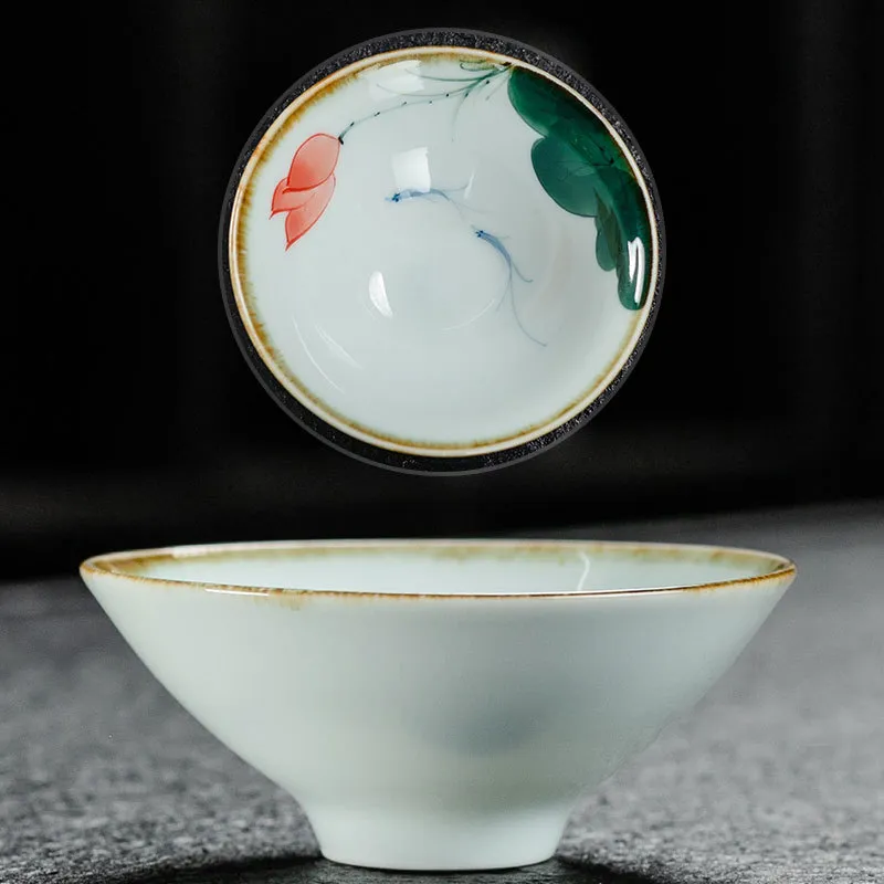 Blue and White Porcelain Tea Cup Ceramic Hat Cup - R