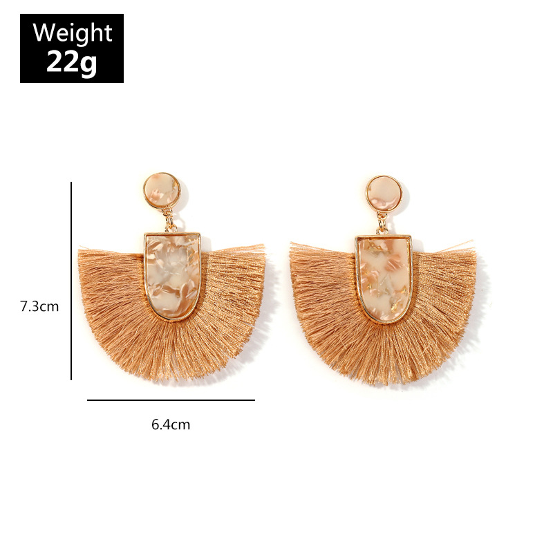 Geometric Scallop Tassel Earrings