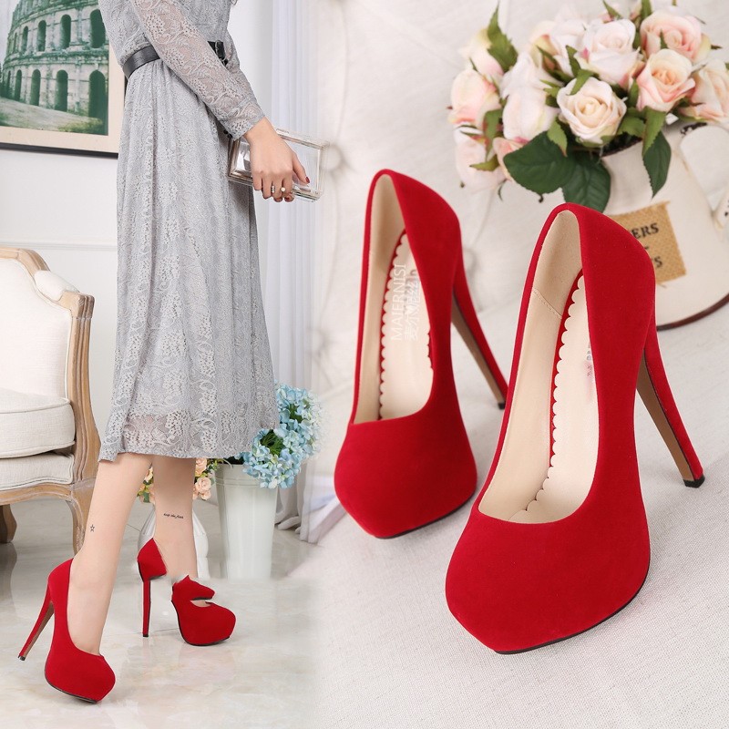 High heel women's shoes waterproof platform single shoes