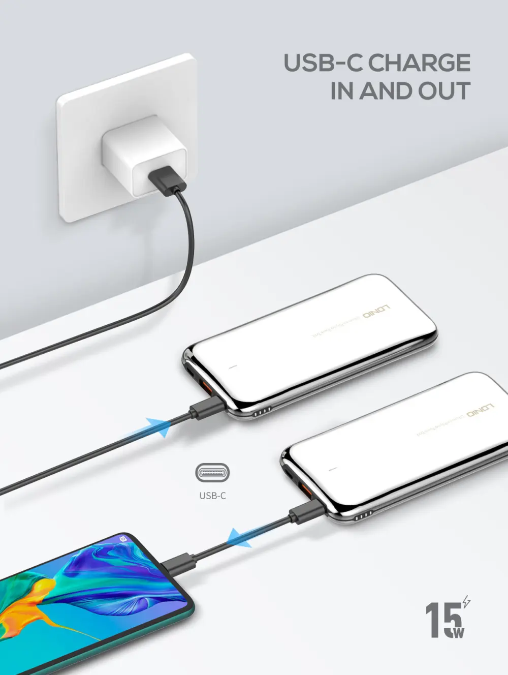 Austenitic Stainless Steel Large Capacity Power Bank