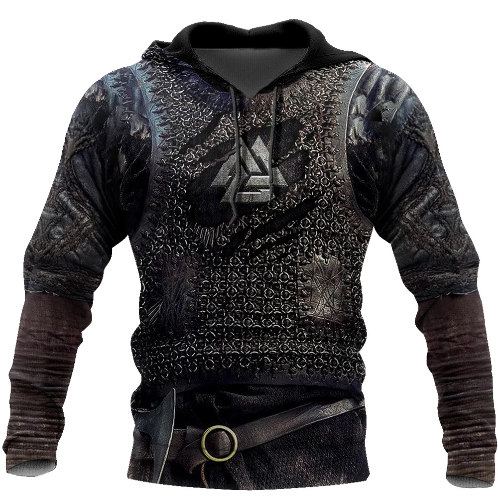 Men's  3D Printed Long-sleeved Straight Hooded Sweatshirt