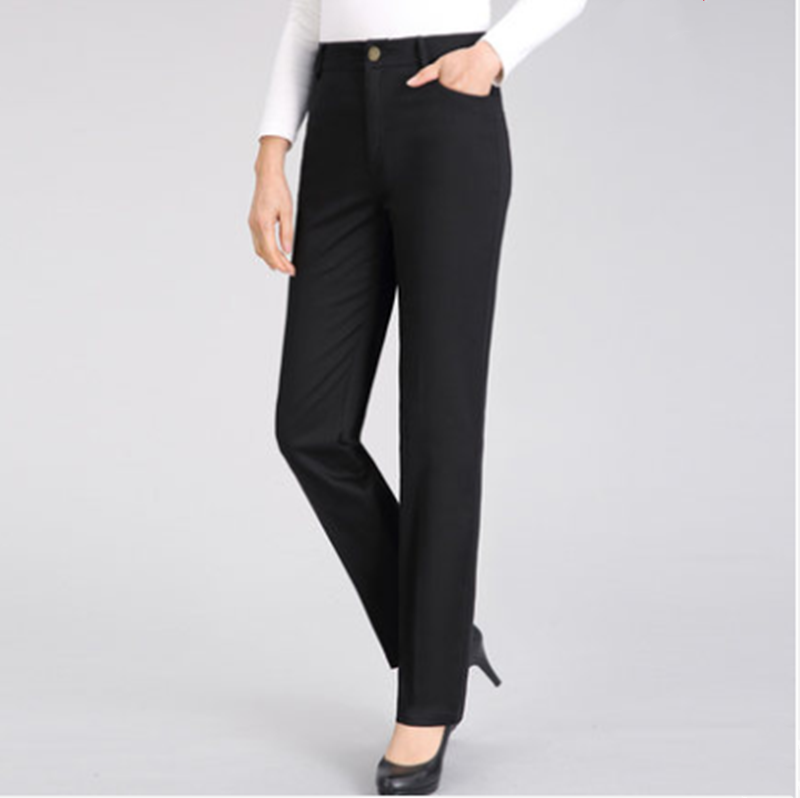 High Waist White Loose Straight Trousers Black - Shop at LoveMi