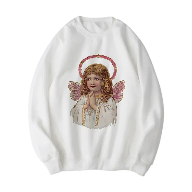 Ladies Fashion Victoria Angel Print Long Sleeve Sweatshirt 13 Style Xxl - Shop at LoveMi
