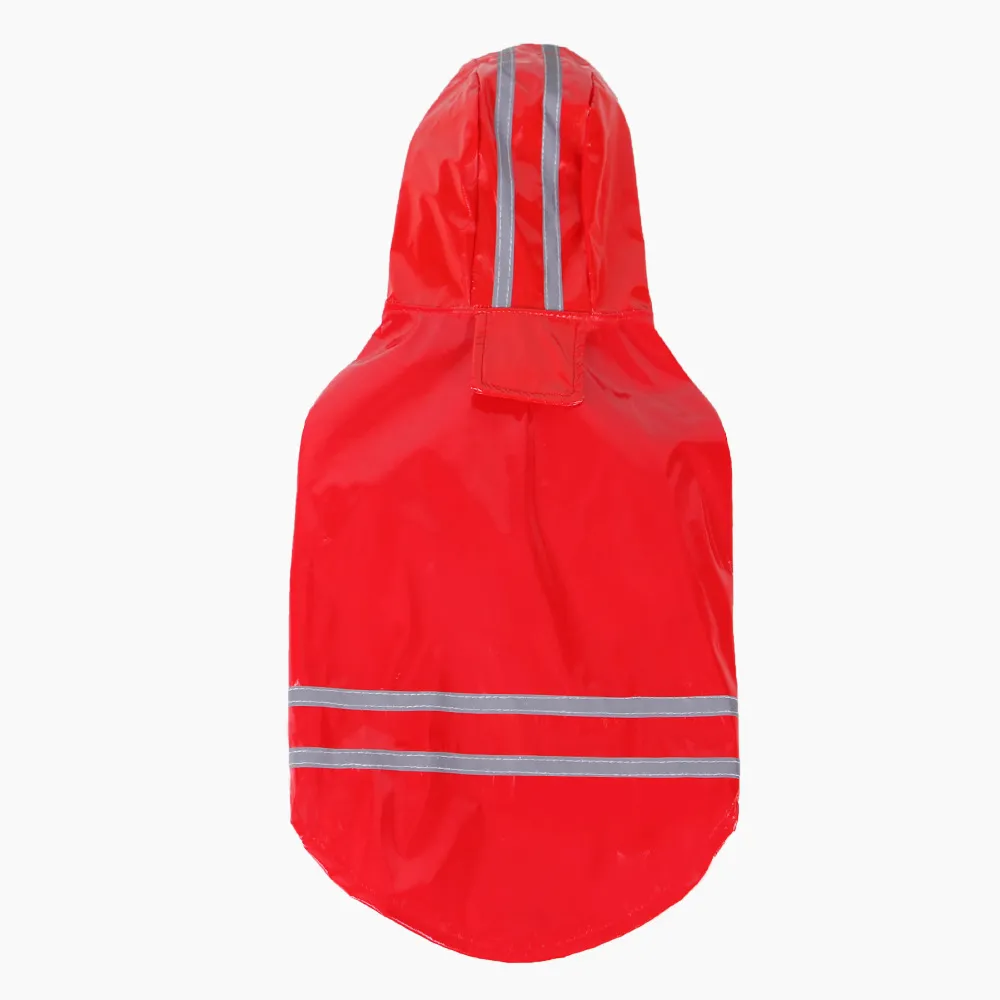 Pet PU reflective hooded raincoat - Red