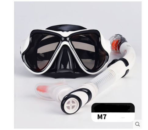 Snorkeling Sambo Set Full Dry Snorkel Large Frame Anti fog Myopia Goggles Swimming Equipment Mask White - Shop at LoveMi