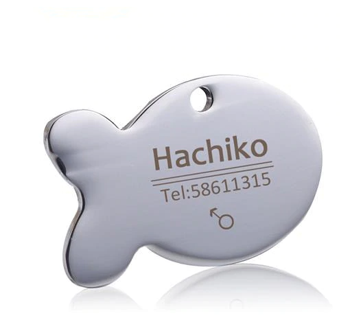 Print on Demand Pet Titanium Steel Tag Engrave Dog Name, Phone Number, Address, Photo Sliver Fish - Shop at LoveMi