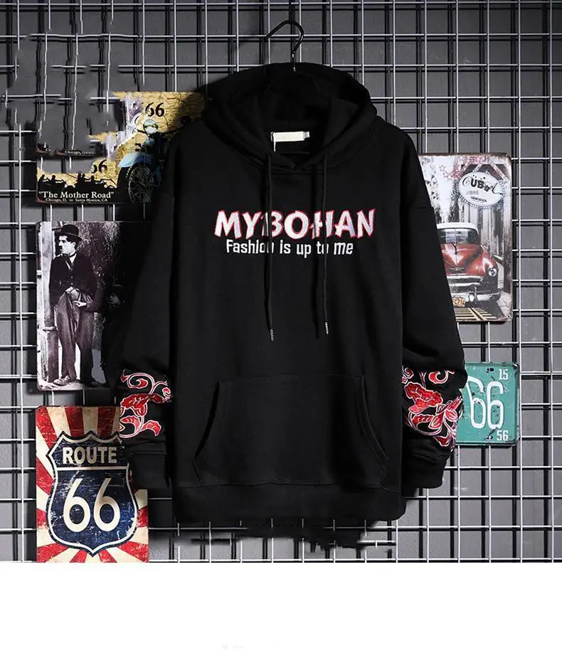 Men's hooded loose embroidered sweatshirt